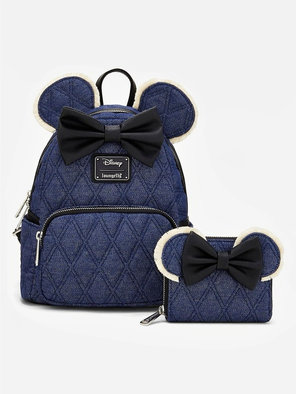 Loungefly Disney Mickey Mouse Denim Mini Backpack and Wallet Set Denim Mickey